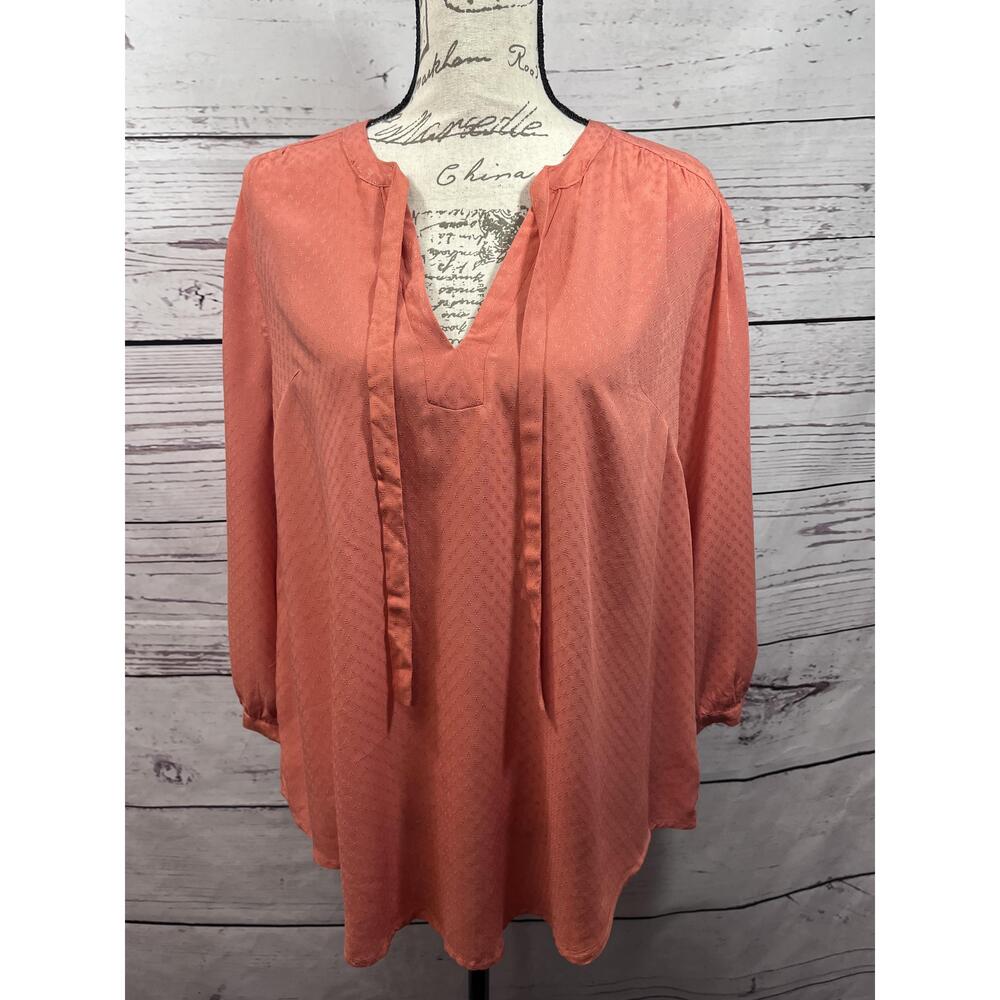 Torrid Orange Long Sleeve Notched Neckline Pullover Blouse Size Medium 3538